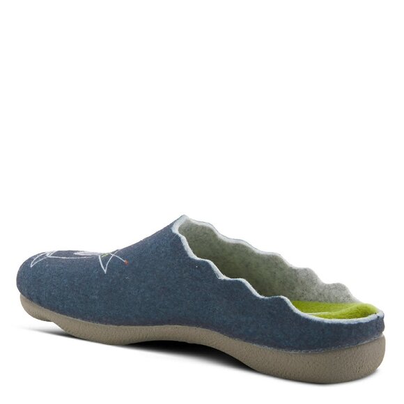 Flexus COCKTAIL Felt Slippers | 38 Navy | Martini Graphic | Indoor Outdoor | NIB - Picture 7 of 8